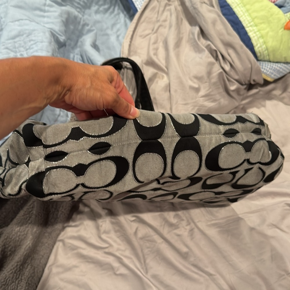 Coach poppy black & gray signature logo shoulder bag purse 2011 - Picture 7 of 13
